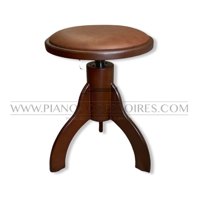< De piano kruk Trio walnoot mat van pianoaccessoires.com heeft drie poten en biedt stabiliteit en comfort.>