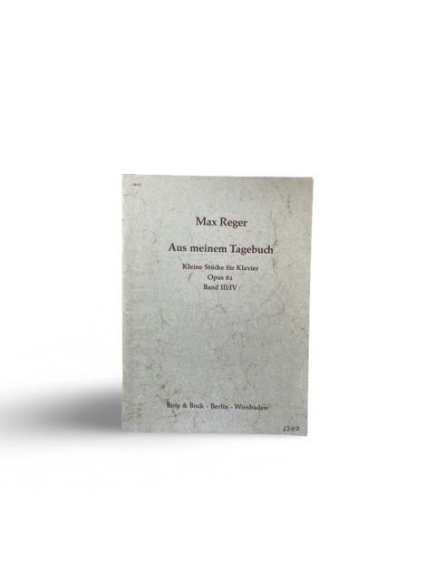 < MAX REGER Aus meinem Tagebuch Opus 82, tweedehands pianoboek, pianoaccessoires.com>