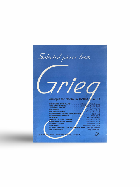 < GRIEG ARRANGED FOR PIANO BY HARRY DEXTER, tweedehands pianoboek, pianoaccessoires.com>