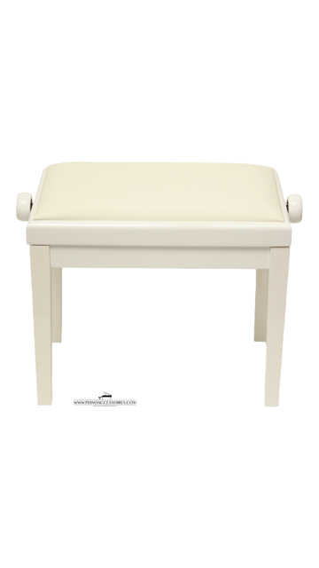 Wit hoogglans GPPD pianobank Model 3 met comfortabele witte skai-zitting