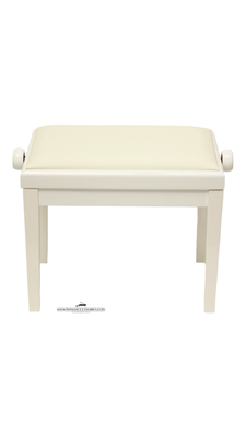 Wit hoogglans GPPD pianobank Model 3 met comfortabele witte skai-zitting