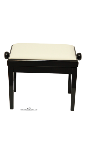 Zwart hoogglans GPPD pianobank Model 3 met comfortabele witte skai-zitting