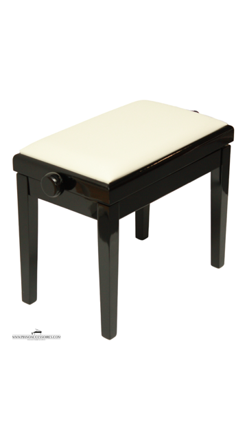 GPPD Pianobank Model 3 Zwart HG, witte skai-zitting