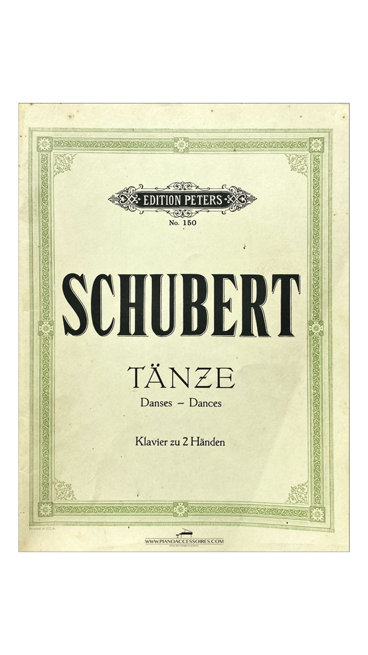 Bladmuziek Schubert – Tänze (Danses) voor piano solo, uitgave voor 2 handen in nette staat.