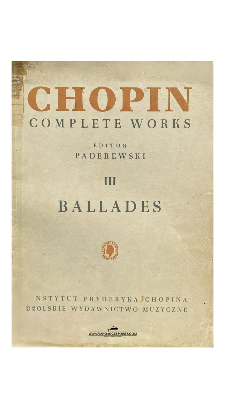 Tweedehands bladmuziek – Chopin Ballades, Paderewski-uitgave voor piano solo, nette staat
