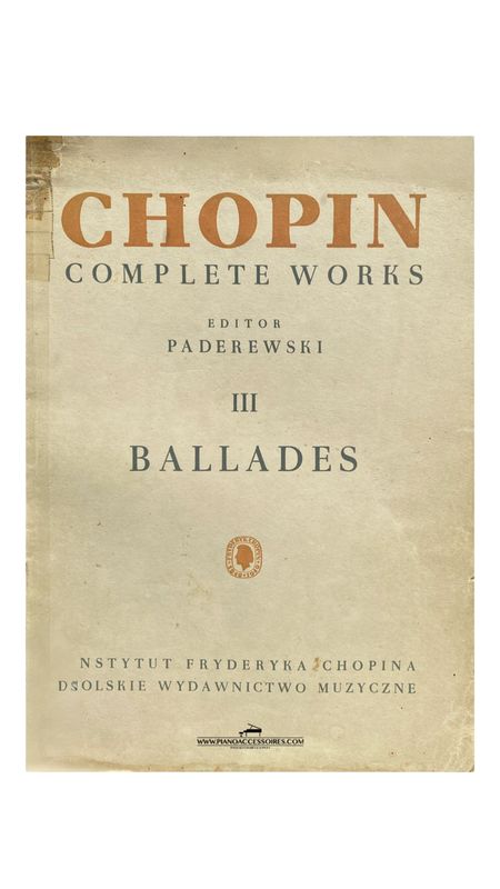 Tweedehands bladmuziek – Chopin Ballades, Paderewski-uitgave voor piano solo, nette staat