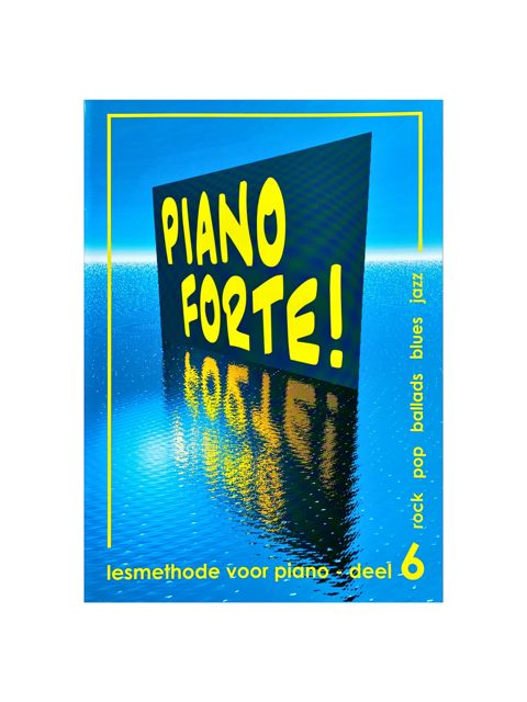 Tweedehands pianoboek “Piano Forte Deel 6” met cover in goede staat, geschikt voor gevorderde spelers in rock, pop, ballads, 
