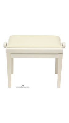 Wit hoogglans GPPD pianobank Model 3 met comfortabele witte skai-zitting