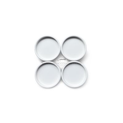 Witte piano onderzetters van stevig hard kunststof, met een binnen diameter van 60 mm, voor optimale vloerbescherming 