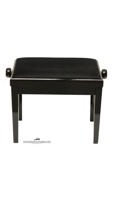 Verstelbare GPPD Pianobank Model 3 zwart hoogglans met zwarte stofzitting