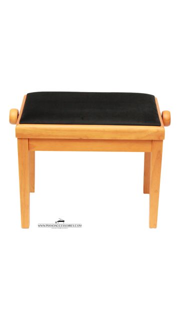 Verstelbare pianobank Model 3 van eigen merk GPPD, kersenhout en zwarte stofzitting