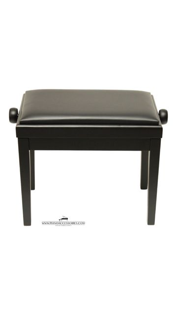 Pianobank Model 3 van GPPD in zwart mat met zwarte skai-zitting, geschikt voor piano en vleugel
