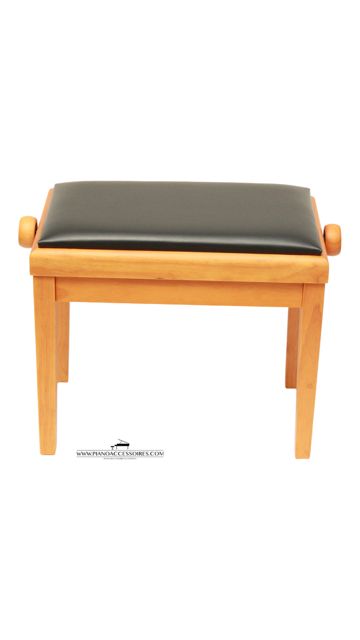 Verstelbare pianobank Model 3 van eigen merk GPPD, kersenhout en zwarte skai-zitting