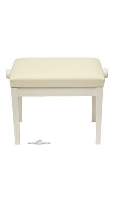 Pianobank Model 4 van eigen merk GPPD in wit hoogglans met beklede zitting