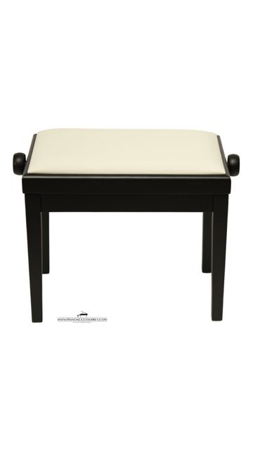 Eigen merk GPPD Pianobank Model 3, zwart mat met witte skai-zitting