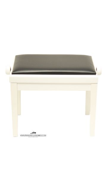 Wit hoogglans GPPD pianobank Model 3 met comfortabele zwarte skai-zitting