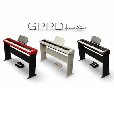 GPPD Home Stage C8 digitale piano met modern design, stevig onderstel en aanslaggevoelige toetsen.