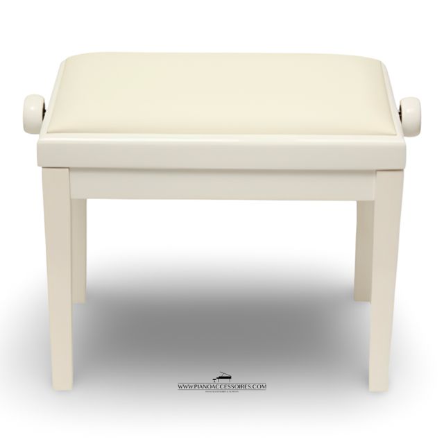 Pianobank GPPD 3 Wit HG, witte skai-zitting Wit hoogglans GPPD pianobank Model 3 met comfortabele witte skai-zitting