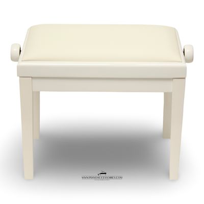 Wit hoogglans GPPD pianobank Model 3 met comfortabele witte skai-zitting