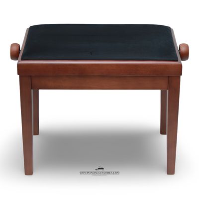 Pianobank GPPD 3 Walnoot, zwarte stofzitting Klassieke GPPD 3 pianobank in walnootkleur met comfortabele witte skai-zitting, geschikt voor piano, vleugel of keyboard