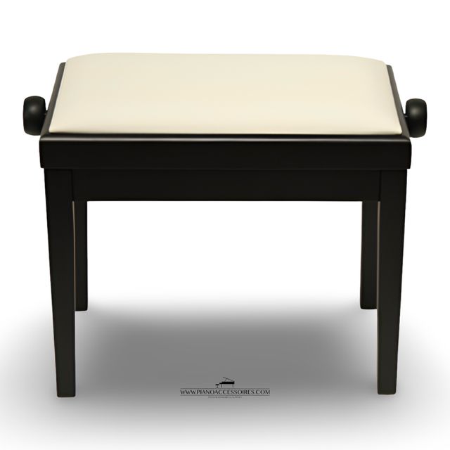 Eigen merk GPPD Pianobank Model 3, zwart mat met witte skai-zitting