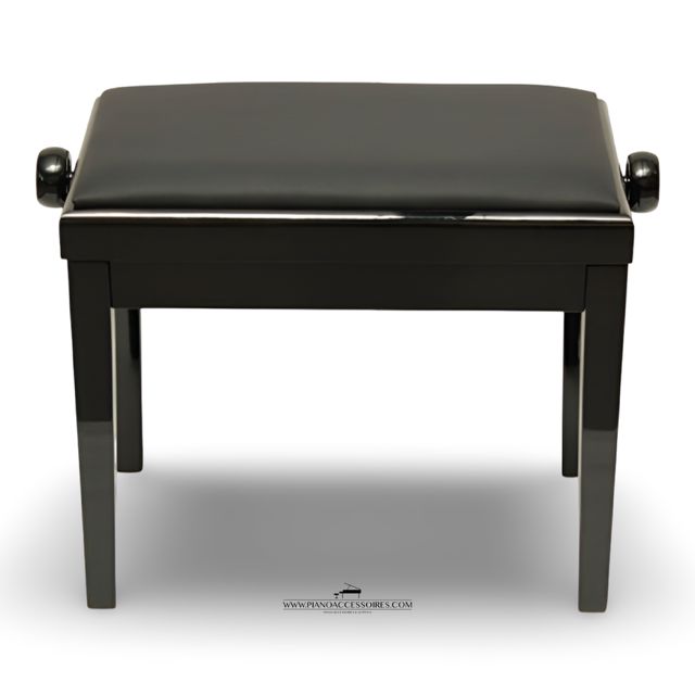 Pianobank GPPD 3 Zwart HG, zwarte skai-zitting Zwart hoogglans GPPD pianobank Model 3 met comfortabele zwarte skai-zitting