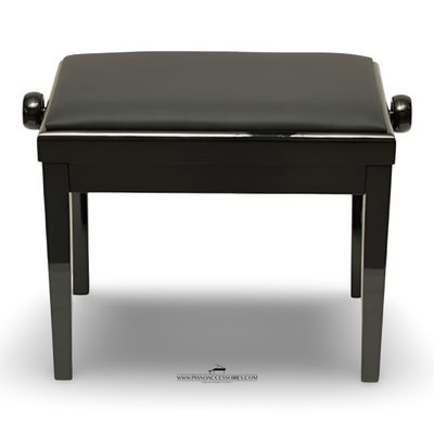 Zwart hoogglans GPPD pianobank Model 3 met comfortabele zwarte skai-zitting