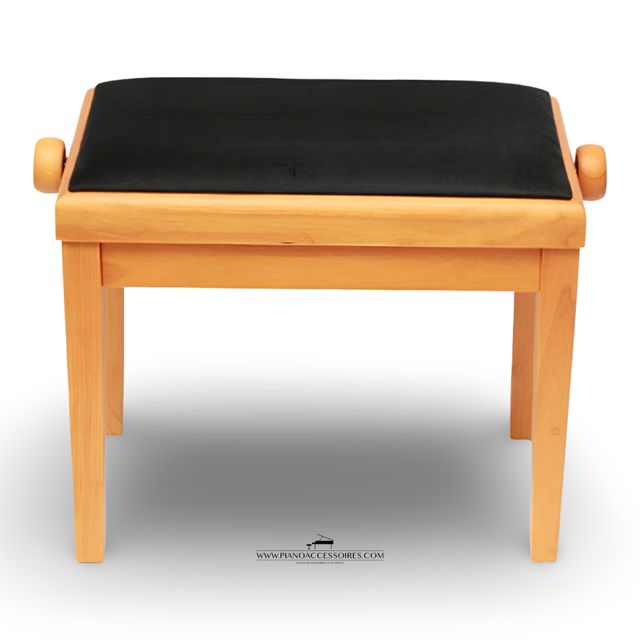 Verstelbare pianobank Model 3 van eigen merk GPPD, kersenhout en zwarte stofzitting