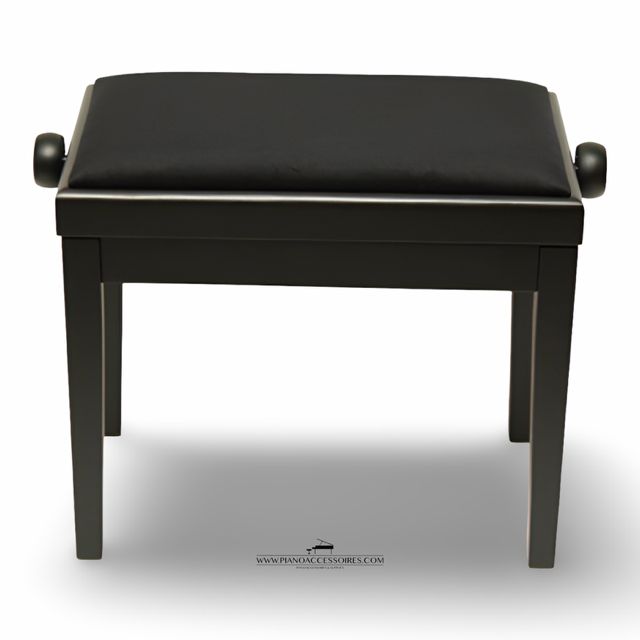 Pianobank Model 3 van GPPD in zwart mat met zwarte fluwelen stofzitting, geschikt voor piano en vleugel