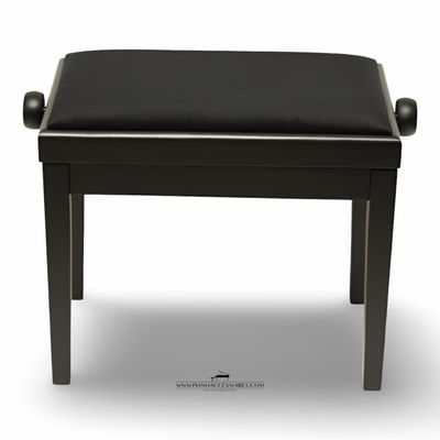 Schwarze matte Pianobank mit schwarzer Stoff-Sitzfläche