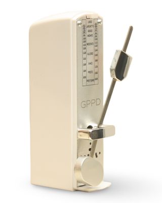 GPPD metronoom in wit hoogglans, klassiek mechanisch model van pianoaccessoires.com