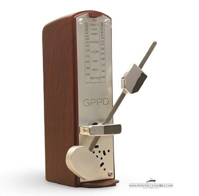 Mechanische metronoom met omgekeerde pendulumstang en tempoverstelling, geschikt om mee te nemen en voor thuisstudie