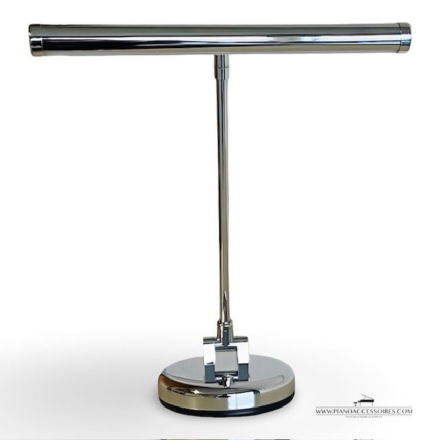 GPPD pianolamp in hoogglans chroom met verstelbare arm, draadloos met batterijen