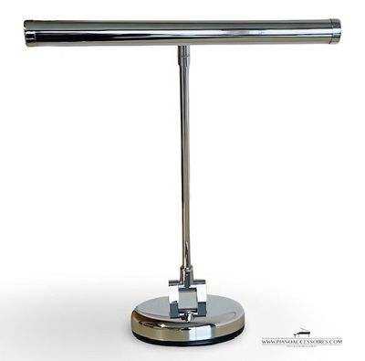 GPPD pianolamp in hoogglans chroom met verstelbare arm, draadloos met batterijen