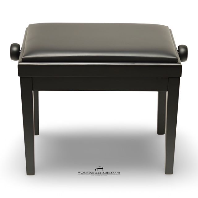 Pianobank Model 3 van GPPD in zwart mat met zwarte skai-zitting, geschikt voor piano en vleugel