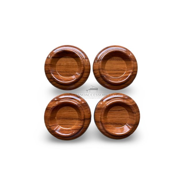 Pianoschotels houtkleurig hoogglans (4st) Houtkleurige pianoschotels met glanzende finish, set van 4 stuks