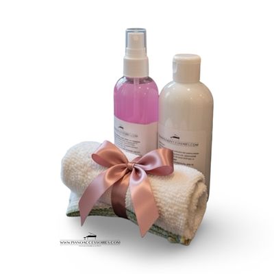 Piano schoonmaakset Shine 100 ml met polish en reinigingsspray voor hoogglans piano’s en vleugels.