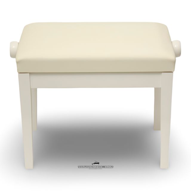 Pianobank GPPD 4 Wit HG, bekleed zitting Pianobank Model 4 van eigen merk GPPD in wit hoogglans met beklede zitting