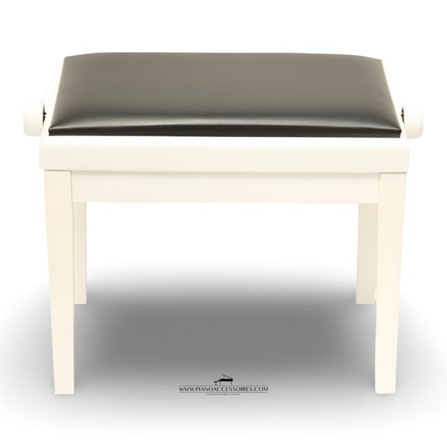 Wit hoogglans GPPD pianobank Model 3 met comfortabele zwarte skai-zitting
