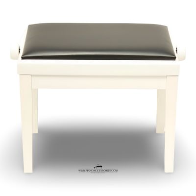 Wit hoogglans GPPD pianobank Model 3 met comfortabele zwarte skai-zitting