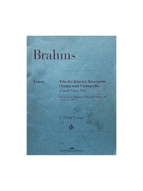 Bladmuziek van Brahms Trio in a-moll, Op. 114 voor piano, klarinet (of altviool) en cello.