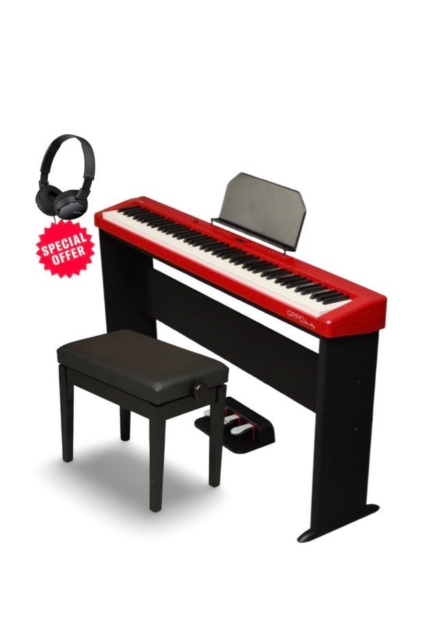 GPPD Home Stage C8 Digitale Piano Package – Rot GPPD Home Stage C8 Digital Piano Set rot mit Kopfhörer und Bank