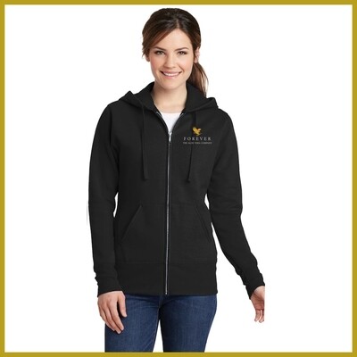 Port &amp; Co Ladies Fleece Full-Zip Hooded Sweatshirt