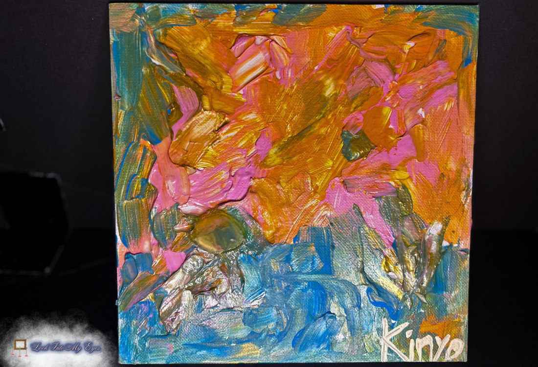 "blue, orange, pink, gold, gesso #1" Kinyo (Painting)