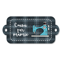 Étiquette rectangulaire - cousu par mamie - 0403