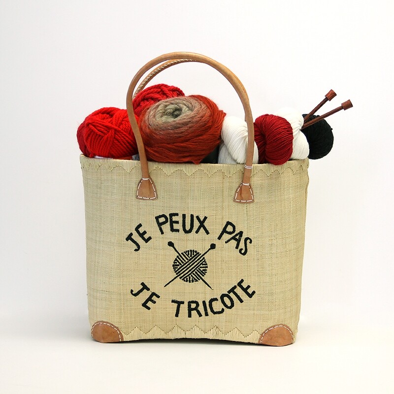 Sac à tricot - Je peut pas je tricote - Beige -
