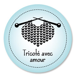 Étiquette ronde - cœur de laine - tricoté avec amour - 0601 brun