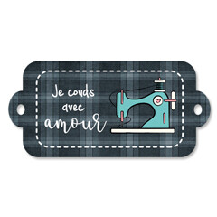 Étiquette rectangulaire - je couds avec amour - 0402 j