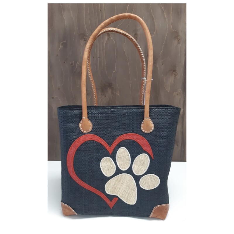 Sac à tricot - Patte et coeur - Rouge