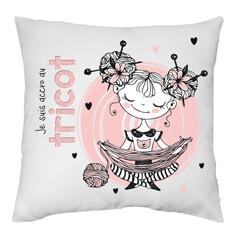 Coussin - Je suis accro au tricot
